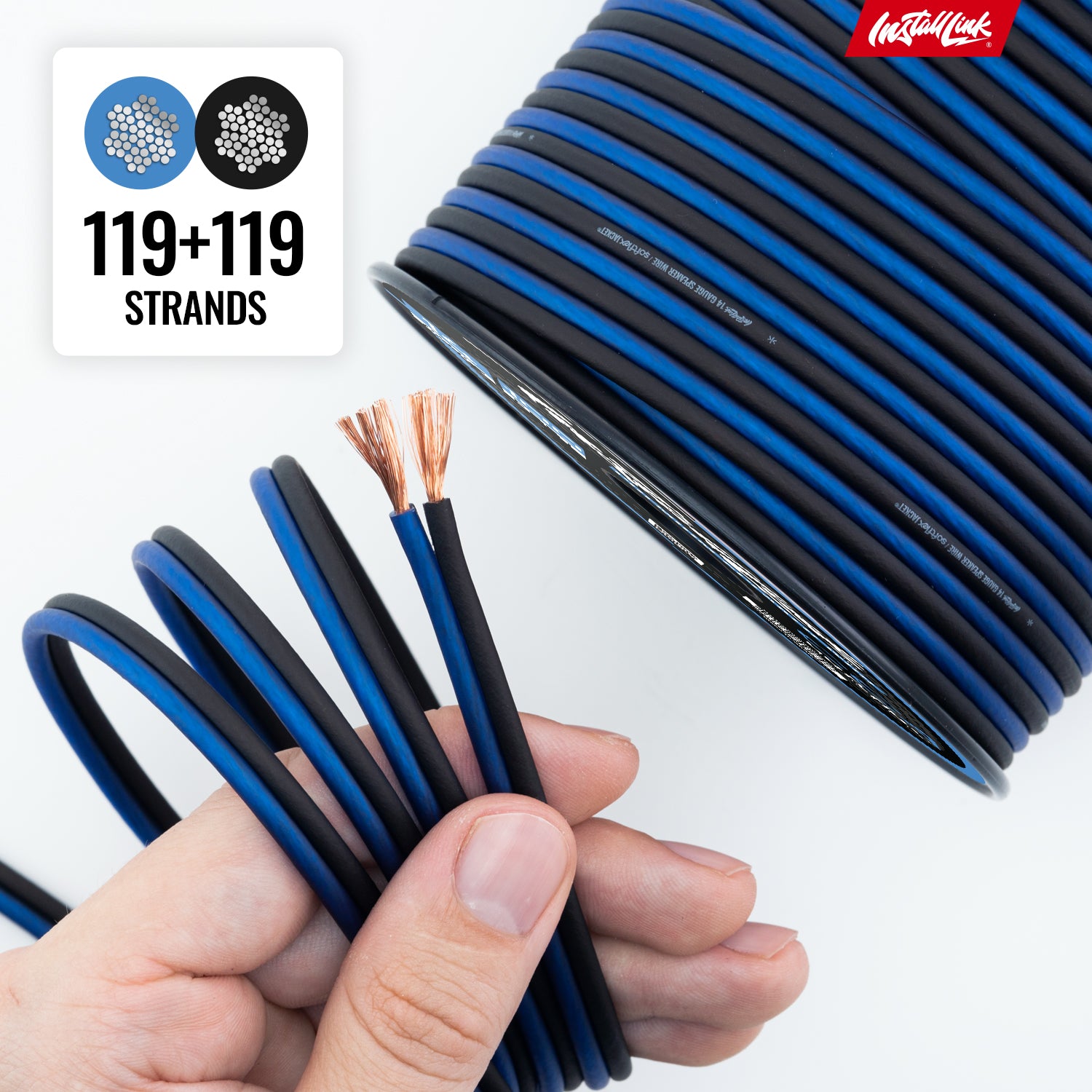 Speaker Wire 14 Gauge, CCA, 100ft, Blue/Black - 4 Pack image 7