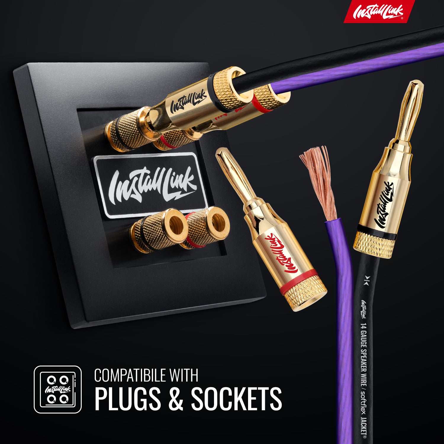 Speaker Wire 14 Gauge, CCA, 100ft, Purple/Black with 12 Banana Plugs image 3
