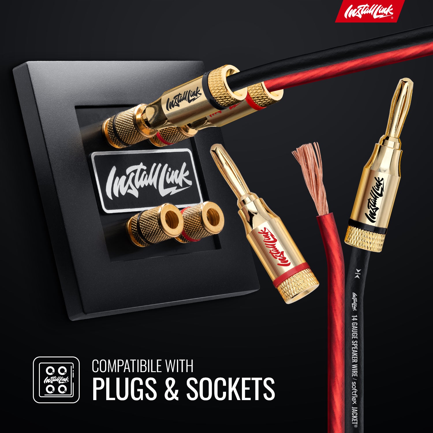 Speaker Wire 14 Gauge, CCA, 100ft, Red/Black with 12 Banana Plugs image 3