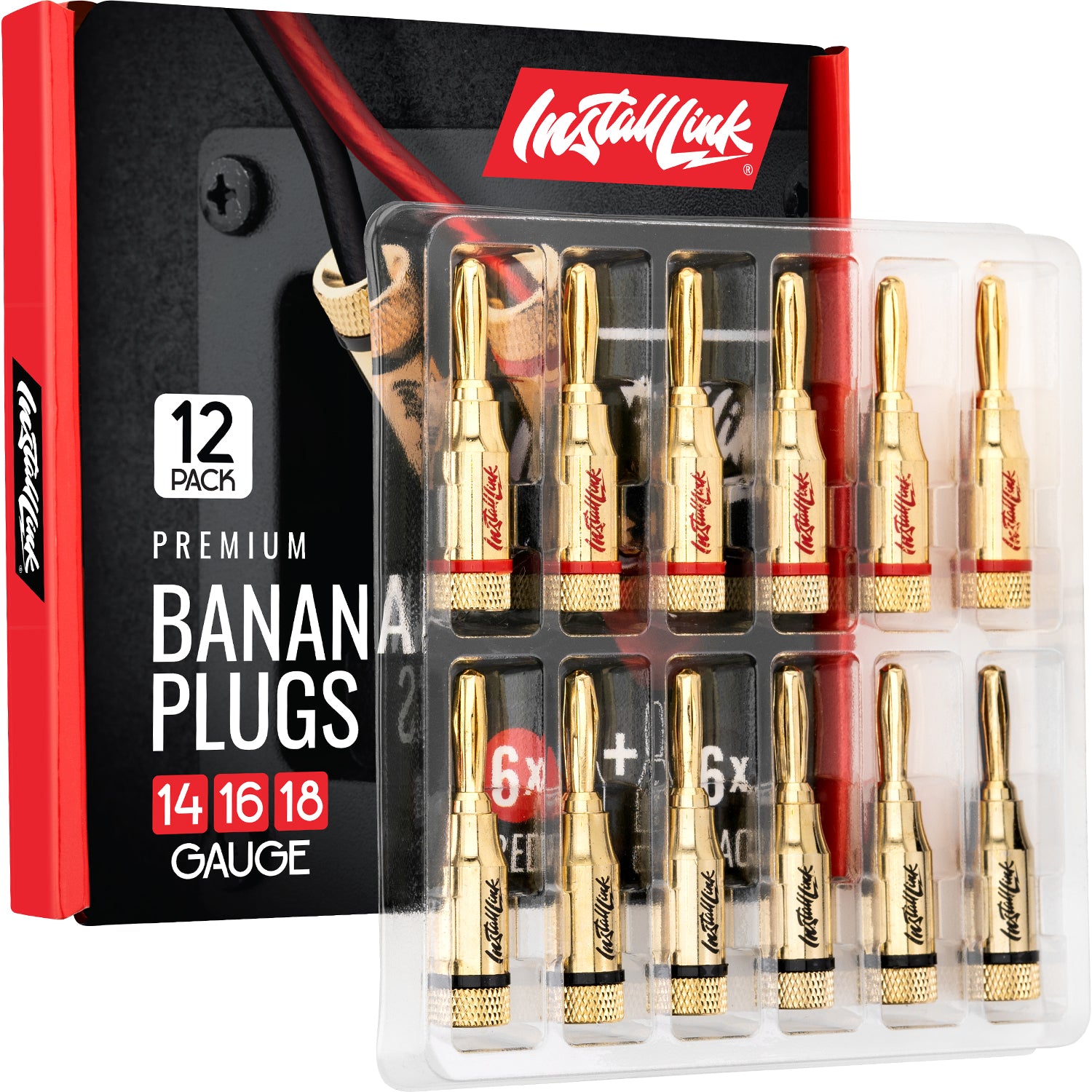 12 Banana Plugs for 14/16/18 Gauge Speaker Wire