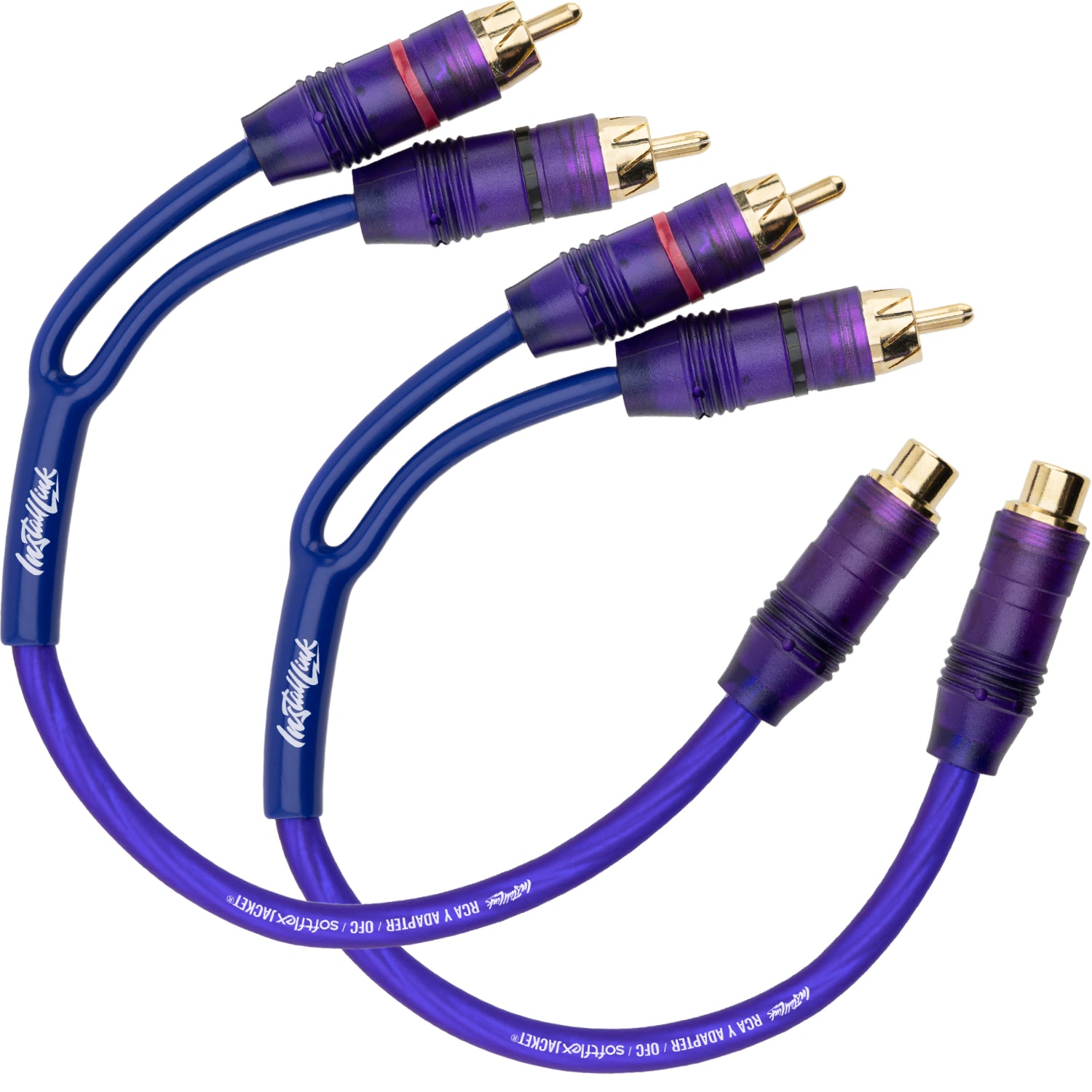 RCA Audio Cable for Subwoofer or Stereo Cable, Y Adapter 1-Female to 2-Male Splitter, Purple, 2pk