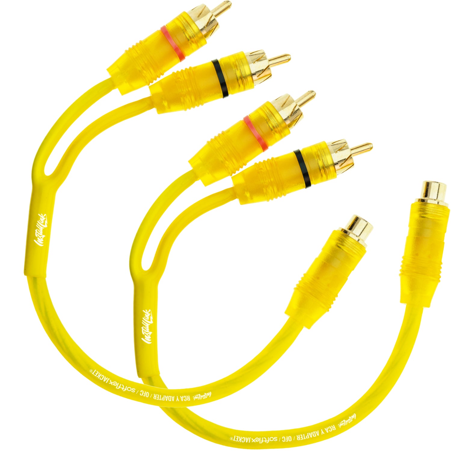 RCA Audio Cable for Subwoofer or Stereo Cable, Y Adapter 1-Female to 2-Male Splitter, Yellow, 2pk