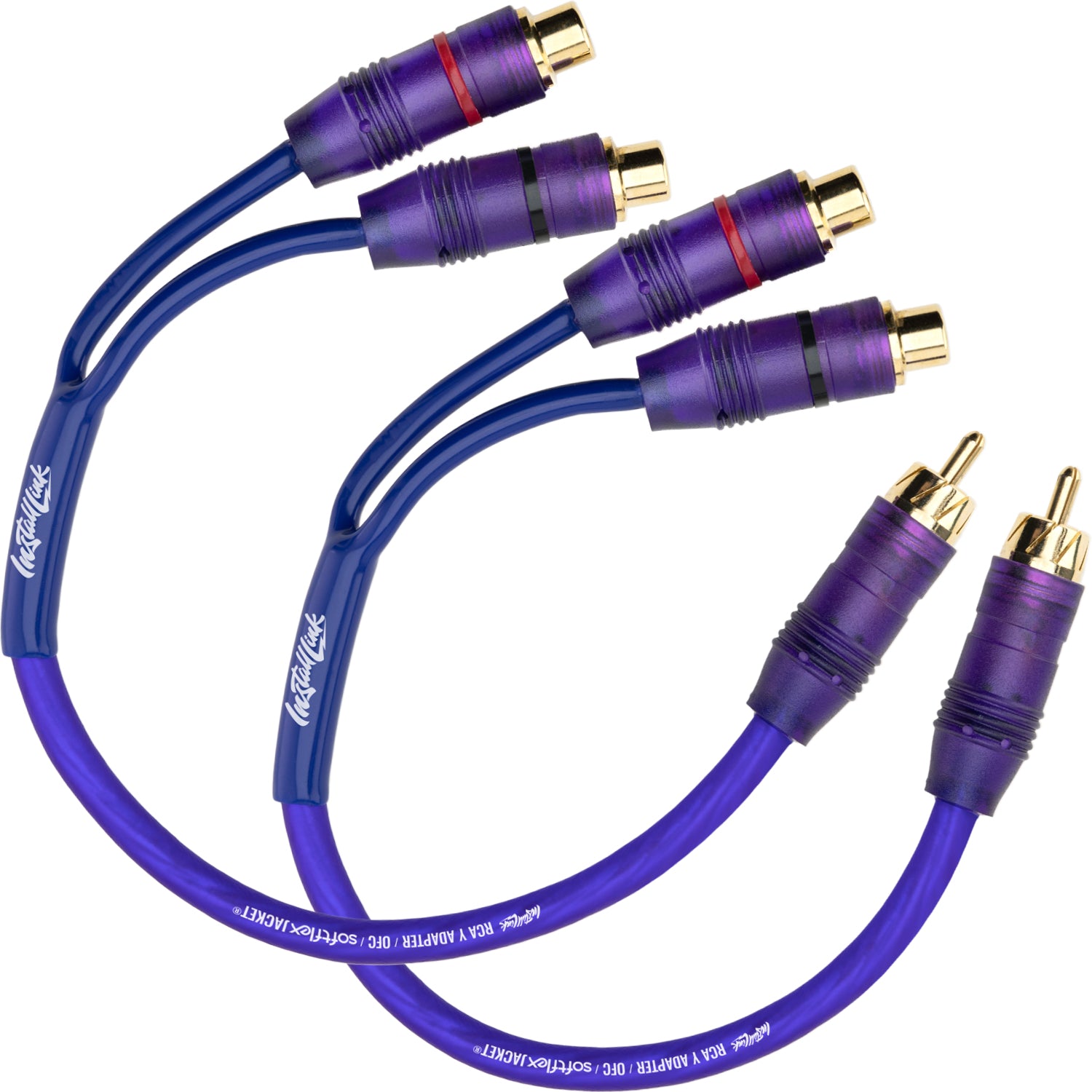 RCA Audio Cable for Subwoofer or Stereo Cable, Y Adapter 1-Male to 2-Female Splitter, Purple, 2pk