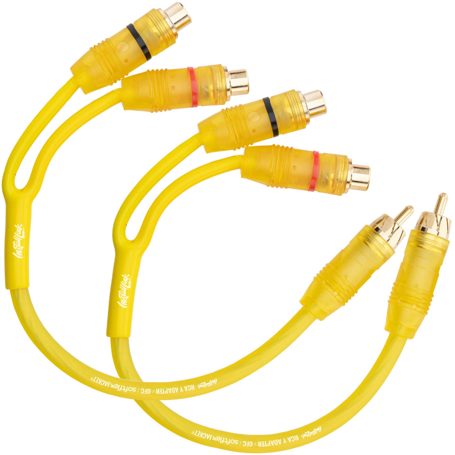RCA Audio Cable for Subwoofer or Stereo Cable, Y Adapter 1-Male to 2-Female Splitter, Yellow, 2pk