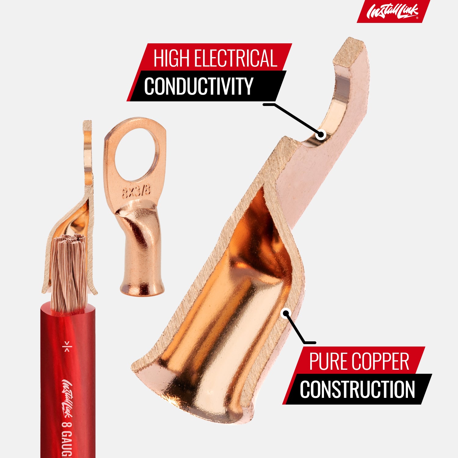 8 Gauge Copper Lugs (3/8") with Heat Shrink, 10-Pack image 4