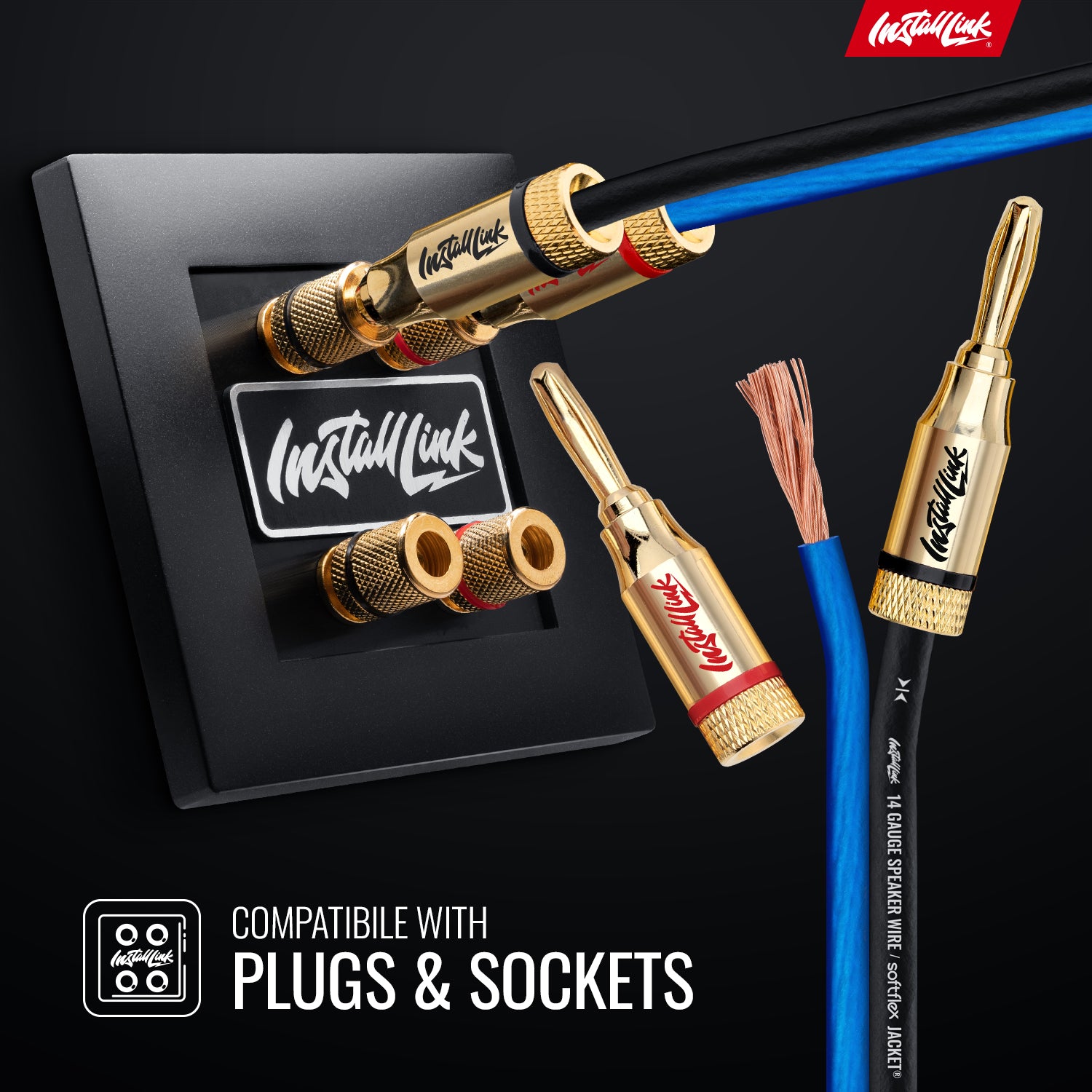Speaker Wire 14 Gauge, CCA, 100ft, Blue/Black with 12 Banana Plugs image 3
